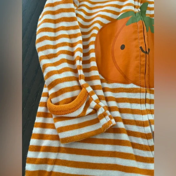 Old Navy Orange Striped Pumpkin Kids One Piece - Picture 2 of 4